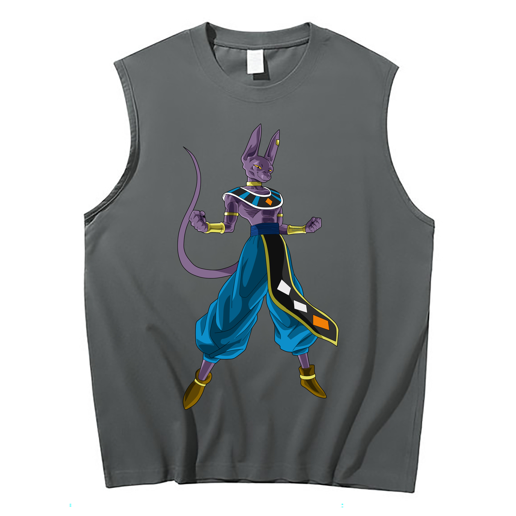 （画像用） ドラゴンボール ビルス 破壊神ビルス DRAGON BALL Beerus Birusu コットン100％タンクトップ（フロントプリント）
